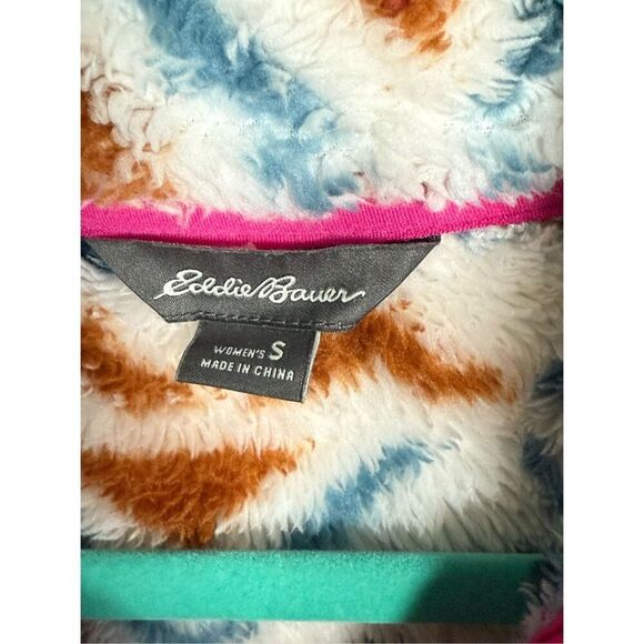 Eddie Bauer 1/4 Zip Vanilla Aztec Ultrasoft Fleece Faux Fur Jacket Womens S - Picture 4 of 9